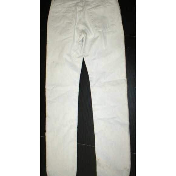New NWT Womens 28 Designer Helmut Lang Italy Jeans White Skinny Destroyed Ripped - Picture 7 of 12